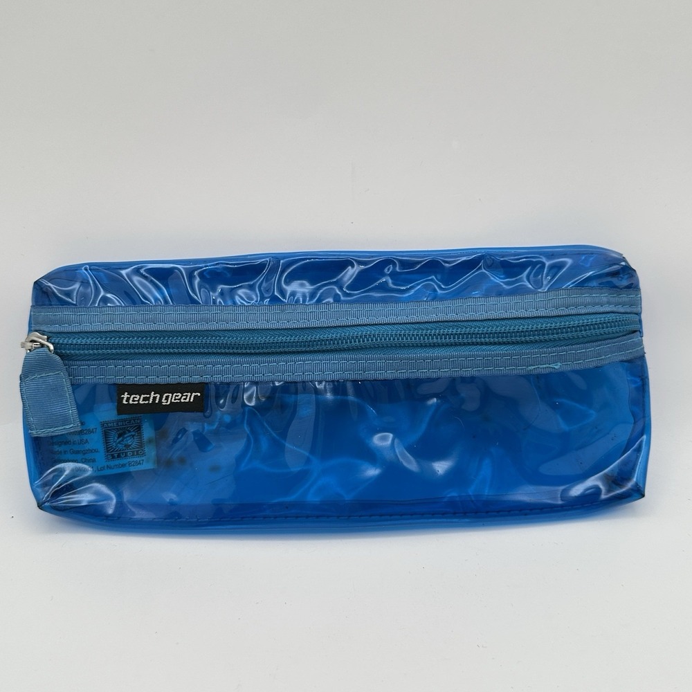 Vintage Y2K Tech Gear Pencil Pouch Clear Blue Frutiger Aero Back To School 2011